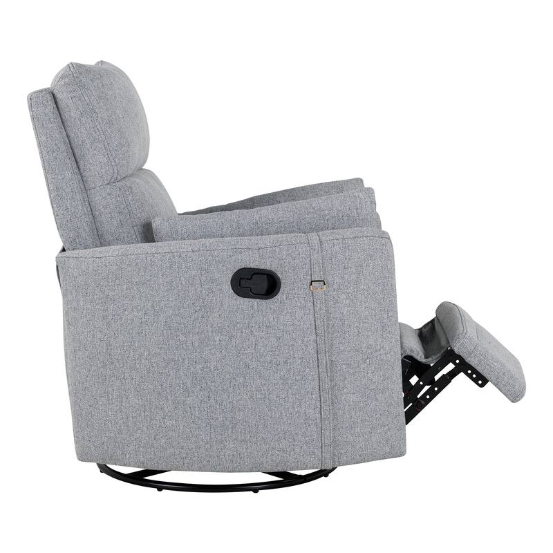 Beige Upholstered Swivel Rocker Recliner Chair with Manual Adjustment, 360° Swivel, and Two Removable Pillows