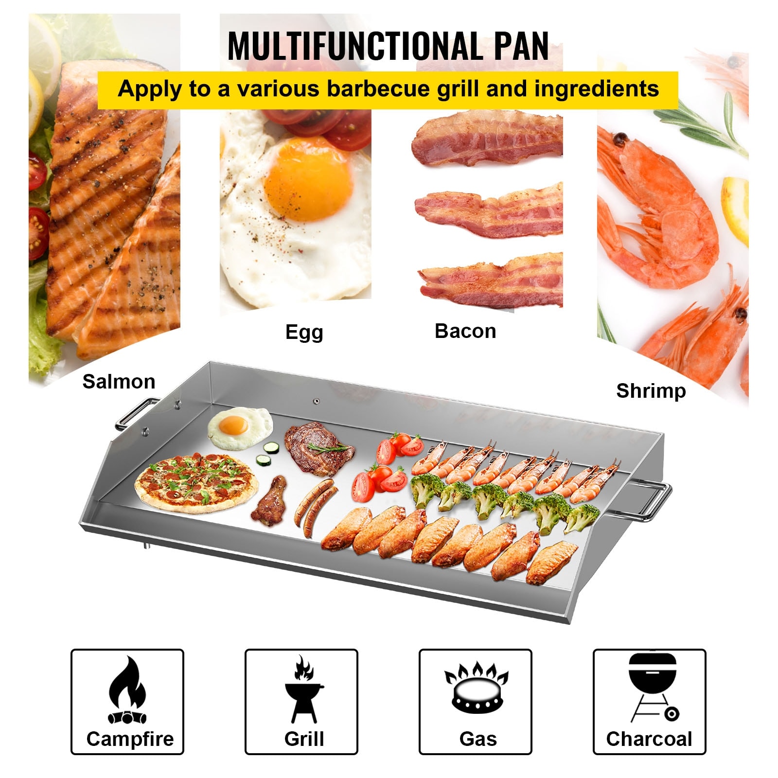 Grill Griddles, Stainless Steel Universal Griddle with 2 Barbecue