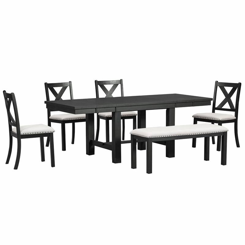 6PCS Extendable Dining Table With Bench