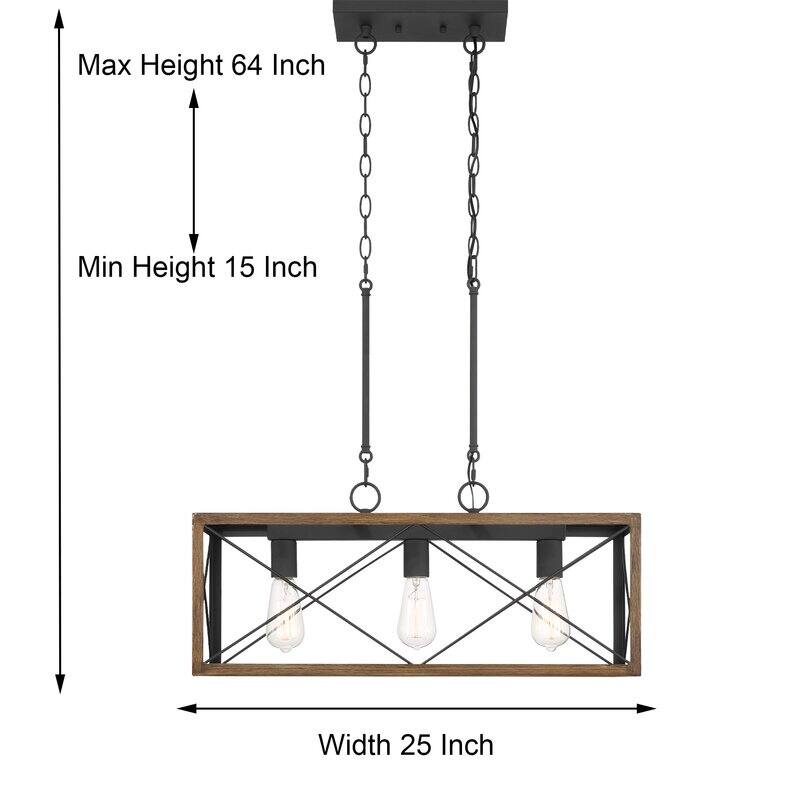 Acroma 3 - Light Linear Modern Farmhouse Rectangle Chandelier