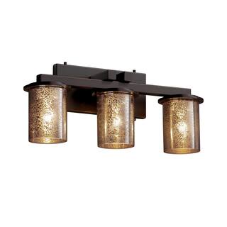 Justice Design Fusion Dakota 3-light Dark Bronze Bath Bar, Mercury Glass Cylinder w/ Flat Rim Shade