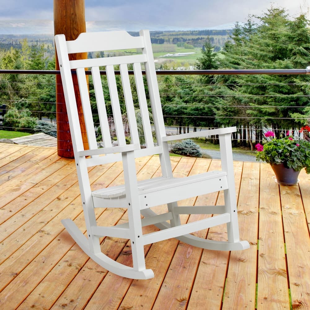 All-Weather Rocking Chair in Faux Wood - Patio and Backyard Furniture