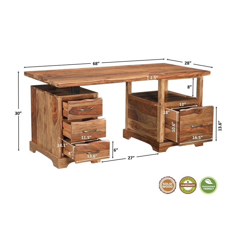 Avenue 2-piece Live Edge Solid Wood Desk Set