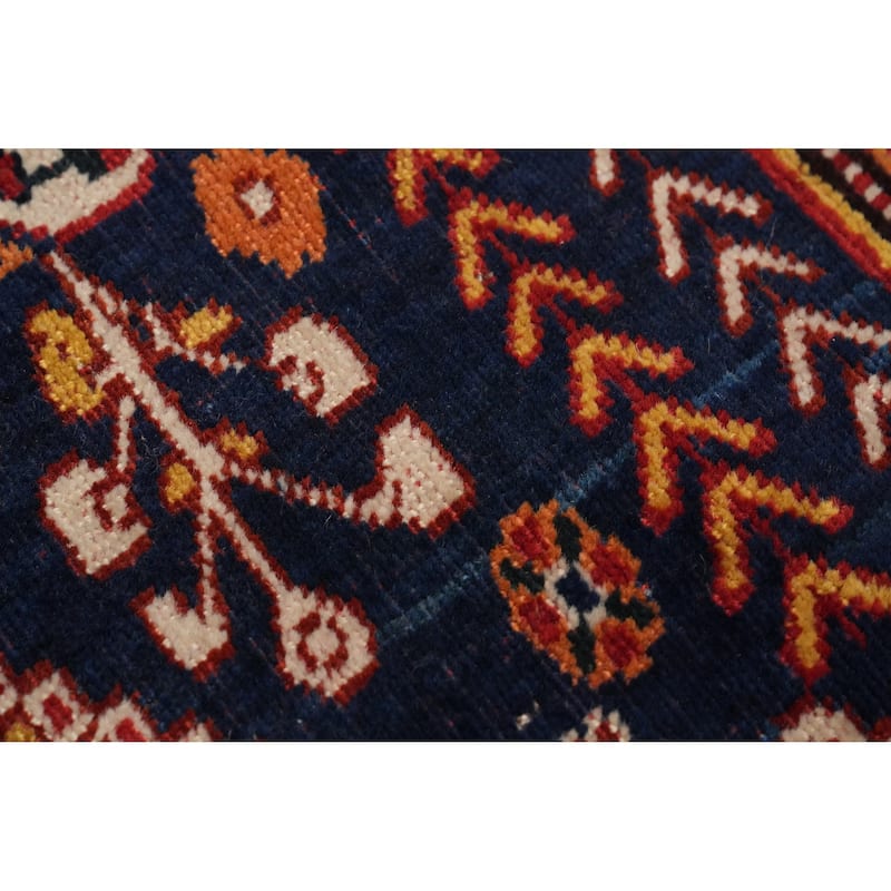 Hand Knotted Oriental 100% Wool Carpet Traditional Floral Oranges & Rust Qashqai Area Rug - 8' 6'' X 5' 1''