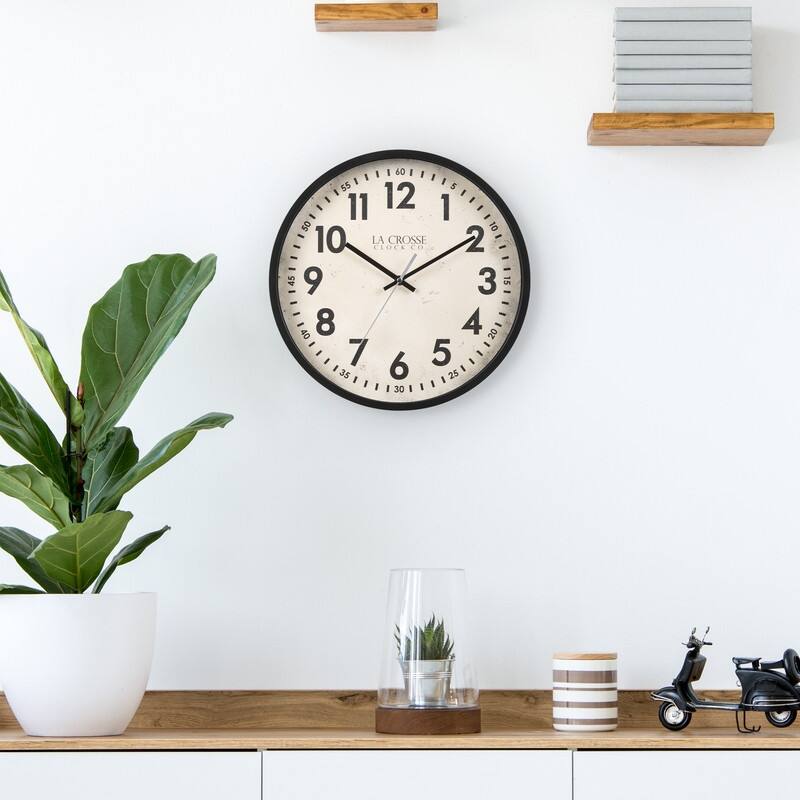 La Crosse Clock 404-3036B 14-Inch Ellis Quartz Analog Wall Clock - Black