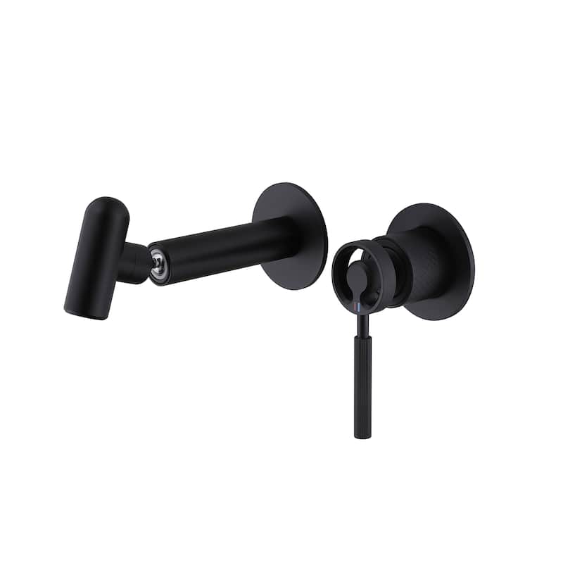 Solid Brass Wall Mounted 360° rotation Single-Handle Bathroom Faucet - Matte Black