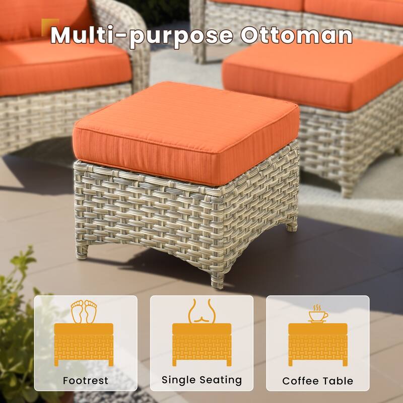 XIZZI 7-Piece Outdoor Patio Furniture Conversation Set with Ottomans