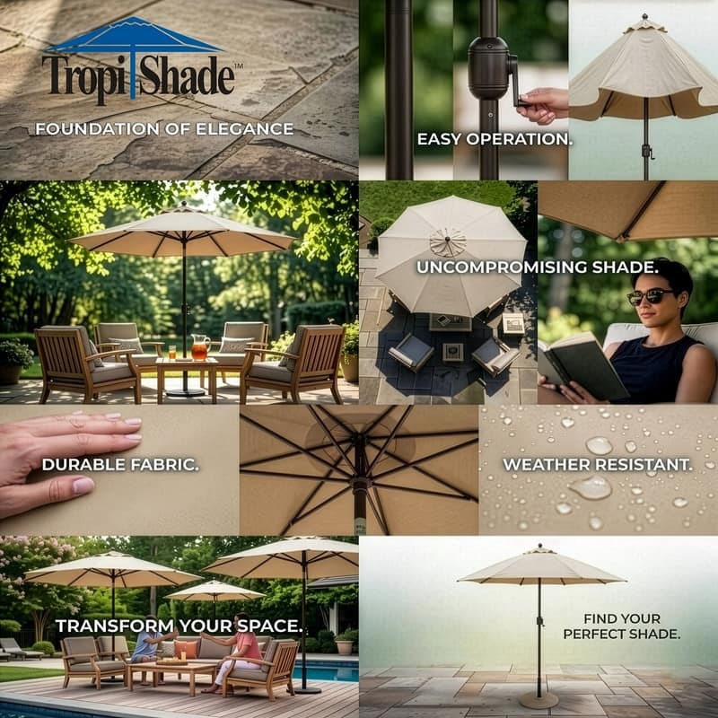 TropiShade 9' Wood Market Beige Umbrella