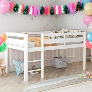 Twin Size Low Loft Beds with Ladder For Kids Bedroom