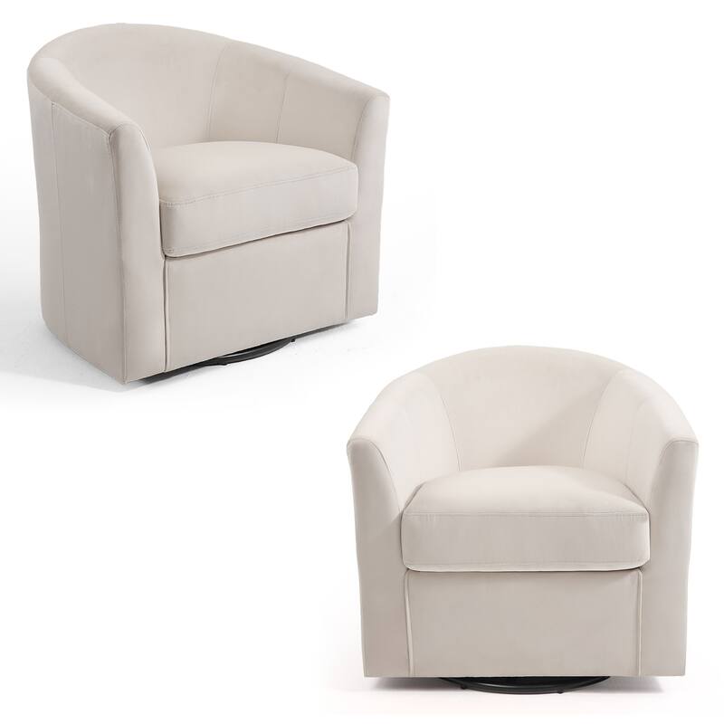2 Set Modern Upholstered Swivel Barrel Chair Living Room Accent Chair