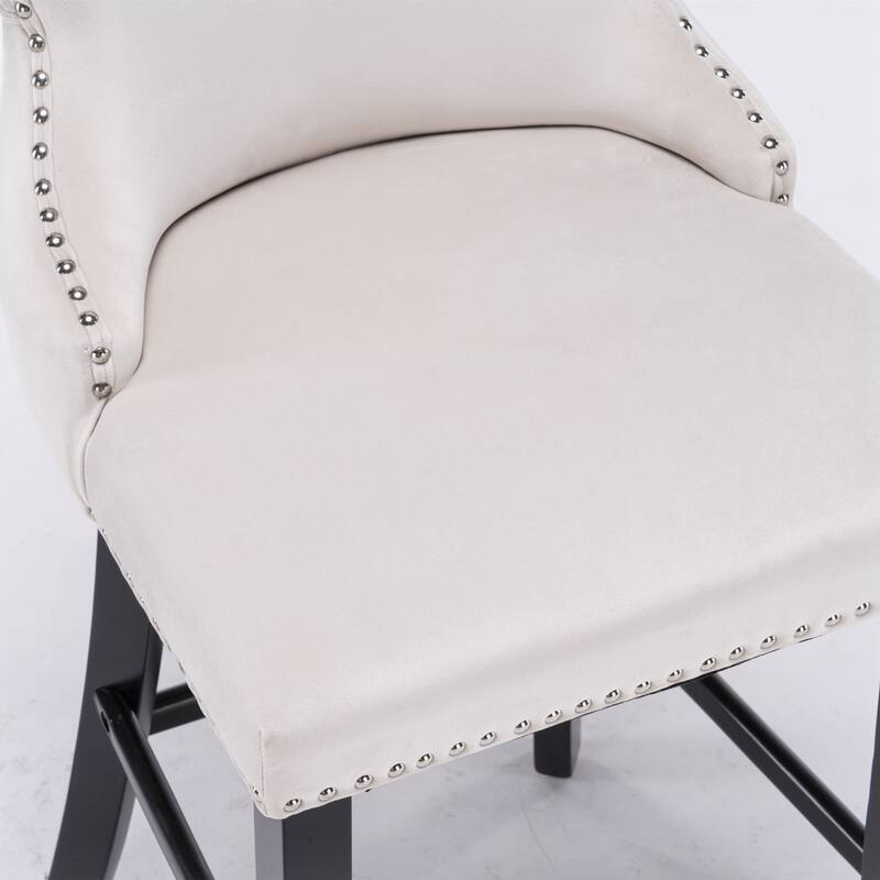 Velvet Upholstered Wing-Back Barstools Set of 4