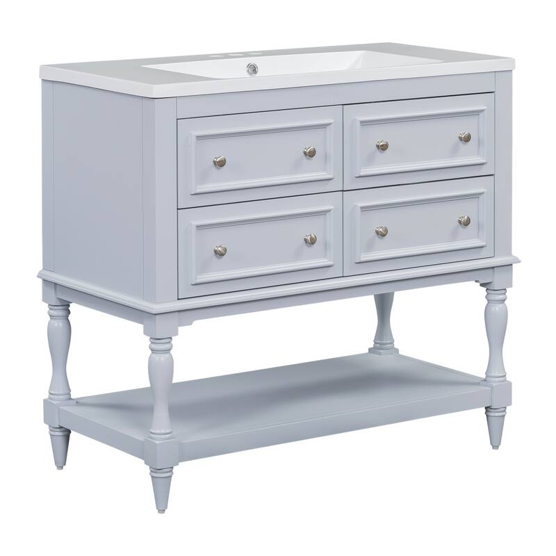 Bathroom Vanity Cabinet Free Standing Vanity Set with 4 Drawers