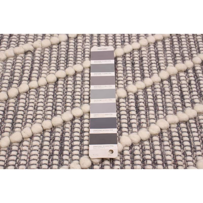 ECARPETGALLERY Braid weave Sienna Grey Wool Rug - 6'1 x 8'9