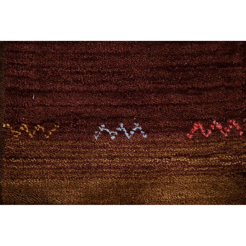 Brown Gabbeh Indian Area Rug Hand-Knotted Wool Carpet - 8'2"x 9'8"