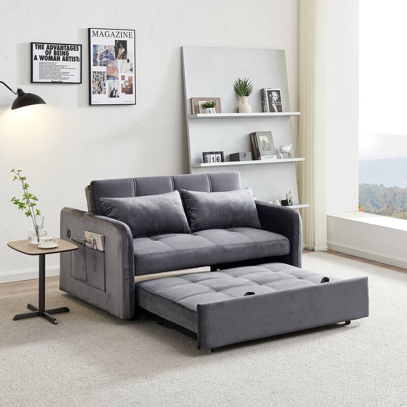 Velvet Sofa Bed 55.5" - Easy Assembly, Supportive Comfort