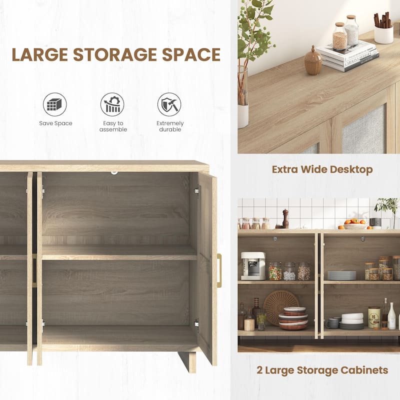 EROMMY Modern Sideboard Buffet Cabinet with Fluted Doors, 2-Door Storage Console Table for Kitchen, Dining Room & Living Room