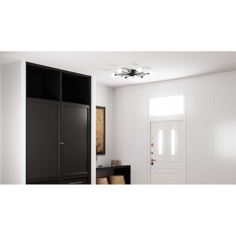 Combe 6-Light Matte Black Semi-Flush Mount
