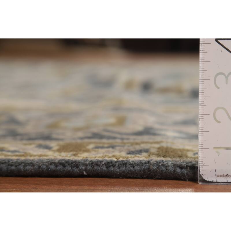 All-Over Gray Oushak Indian Area Rug Hand-Knotted Wool Carpet - 8'1"x 9'11"