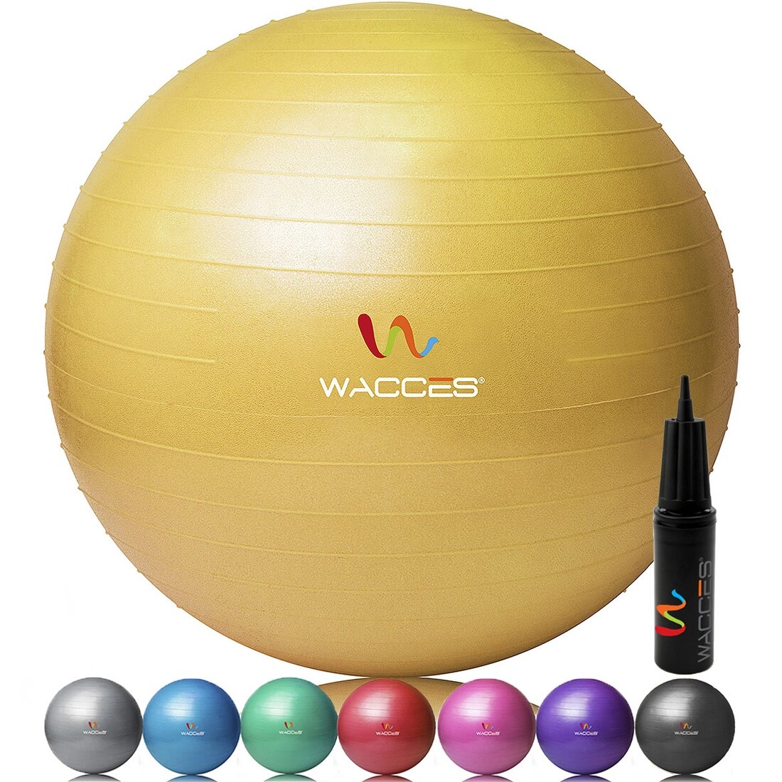 Wacces Exercise Ball for Yoga Fitness Pilates with Dual Pump