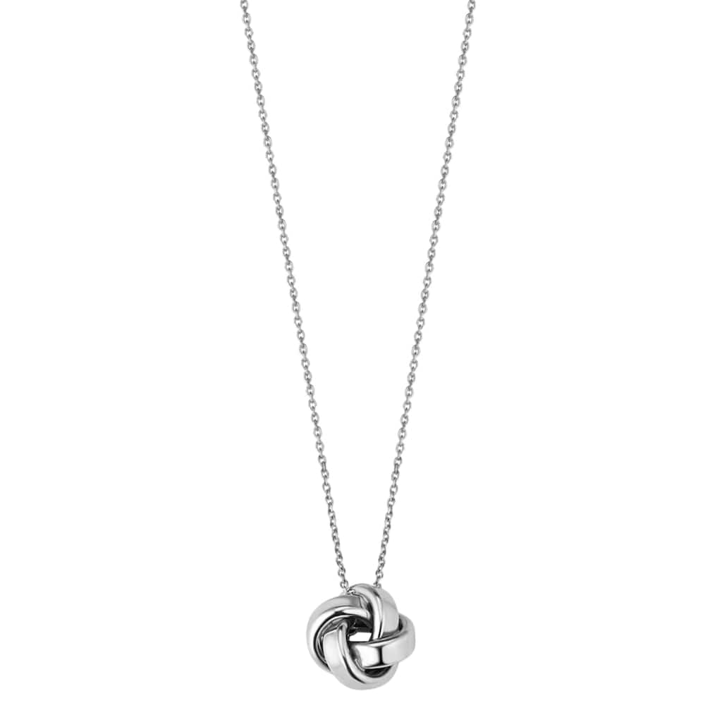 Fremada Rhodium Plated Italian Silver 14mm Love-Knot Adjustable Necklace (18 to 20 Inch)
