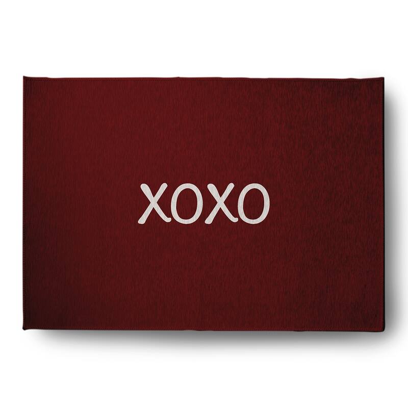 XOXO Valentines Chenille Indoor/Outdoor Rug - Maroon - 5' x 7'