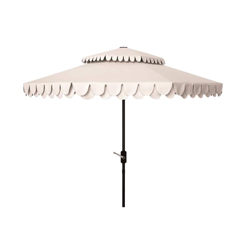 SAFAVIEH Outdoor Kjerstin Valance 9Ft Double Top Umbrella - Beige/White