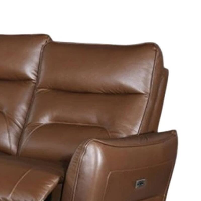 Teren Power Recliner Sofa, 86 Inch, Brown Grain Leather