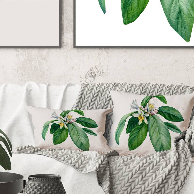 Designart 'Flowering Mandarin Branch' Traditional Printed Throw Pillow