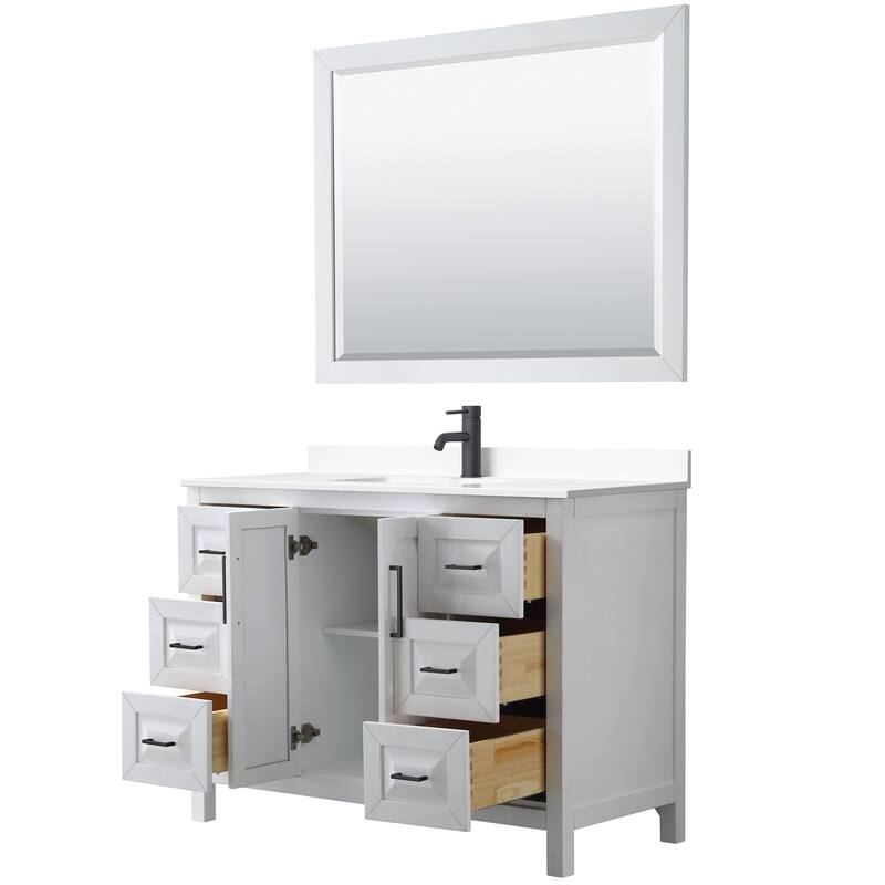 Daria 48 Inch Single Vanity, Cultured Marble Top, 46 Inch Mirror
