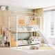 preview thumbnail 10 of 25, Twin Over Twin Metal Bunk Bed Metal Housebed with Slide and Storage Stair, Black with Black Slide White with White Slide