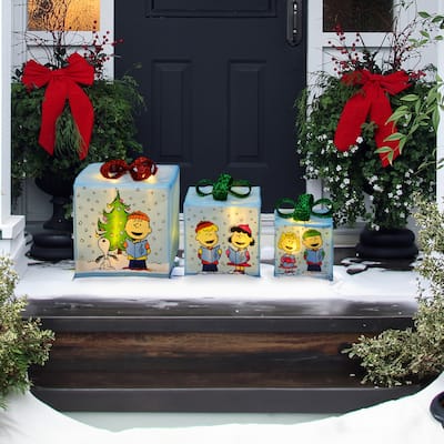8"x 10"x 12" Peanuts PreLit LED Presents Printed Carolers