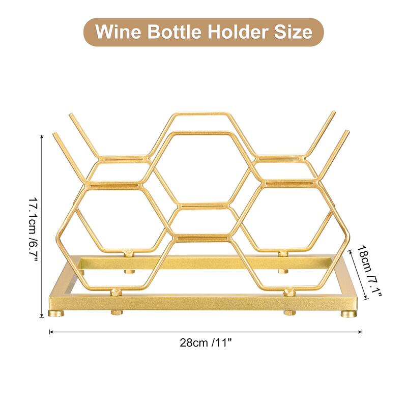 Countertop Wine Rack Wine Bottle Holder for Table Wine Cellar, Hexagon - Black
