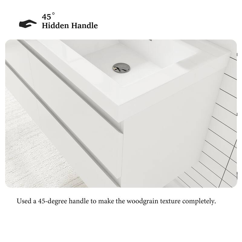 Angela 47 in.W x 19.5 in.D x 20.5 in.H Wall-Mounted Bath Vanity with White Cultured Marble Top