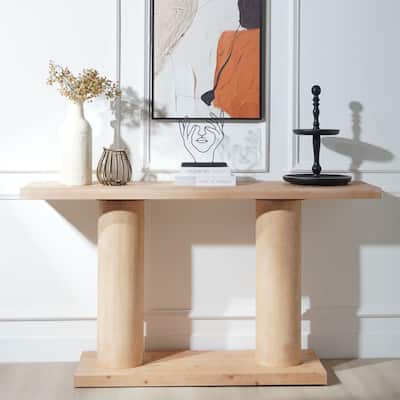 59 inch Modern Minimalist Wooden Console Table Column Pedestal Design Entryway Living Room
