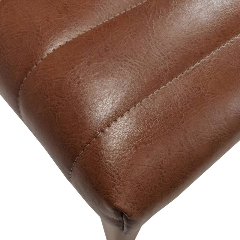 Modern Seam-Stitched Upholstered Dining Chair with Splayed Legs, for Dining Rooms, 2-Piece Set, Cognac Brown