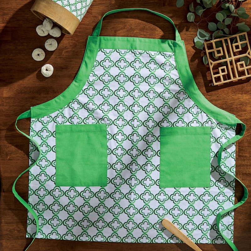 Patricia Heaton Home Green Geo Apron - 28.5 x 28 x 0.1