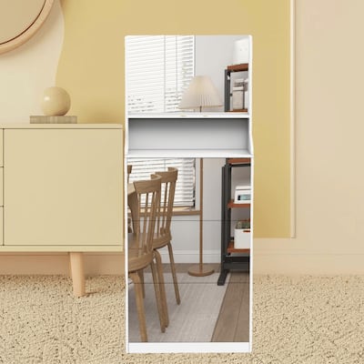 Freestanding Shoe Storage Rack Cabinet with 3 Mirrors, Durable MDF Design, Perfect for Hallway or Bedroom Organization