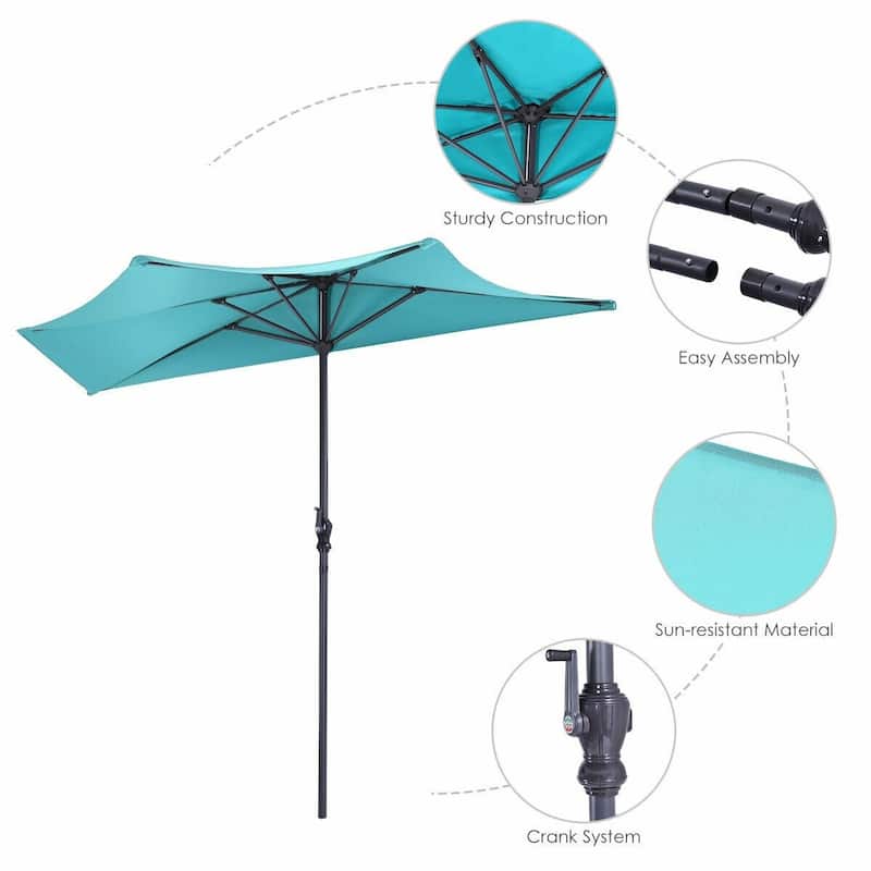 9' Half Round Patio Umbrella Sunshade