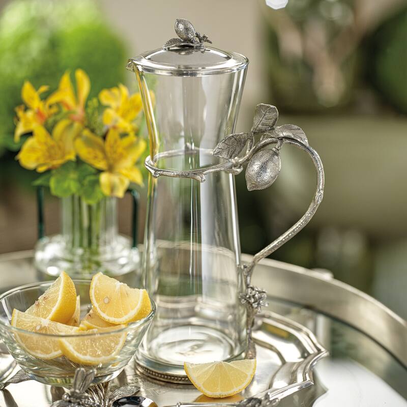 Amalfi 11.5" Tall Lemon Pewter & Glass Pitcher with Lid