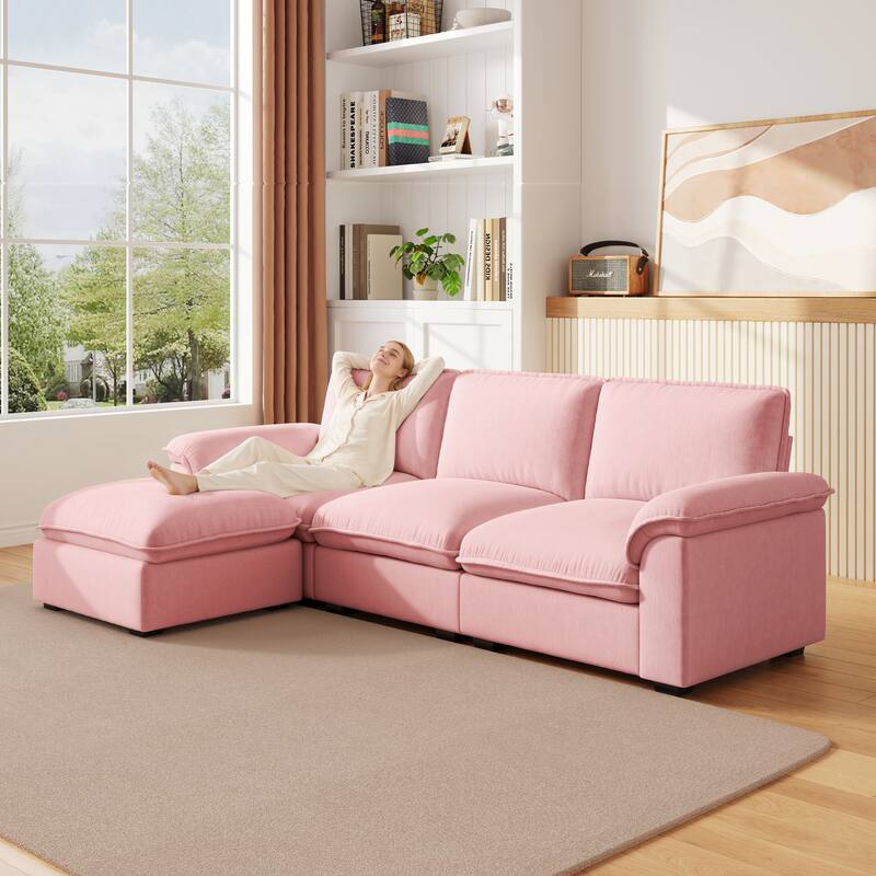 L-Shaped Computer Desk with 2 Cabinets and 2 Drawers, 11 Open Shelves and 1 Right Flip Shelf with Storage, with Power Outlet