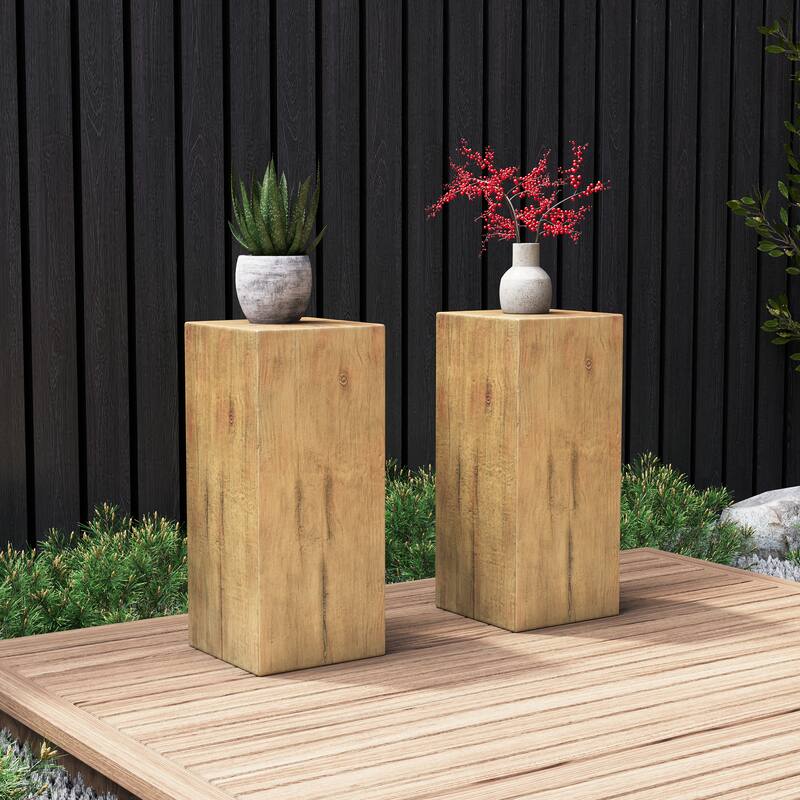 Wood-Look Square-Column MGO End Table - Natural