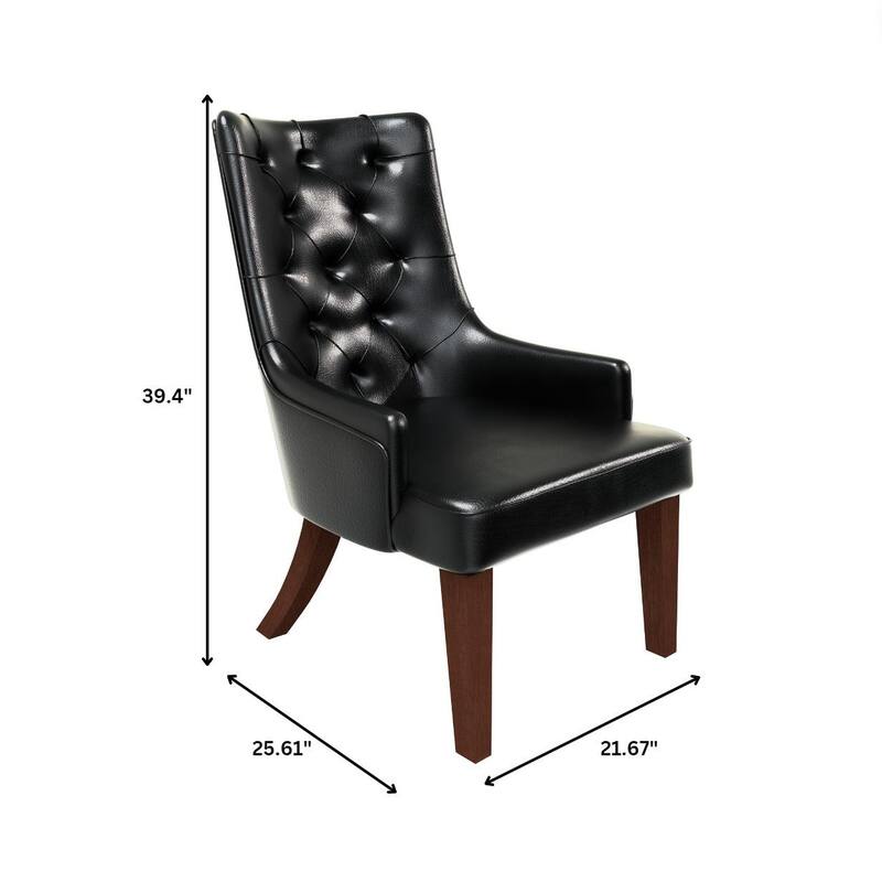 Dining Chair in Leather/Velvet Diamond-Tufted Design Side Chair in Rubberwood