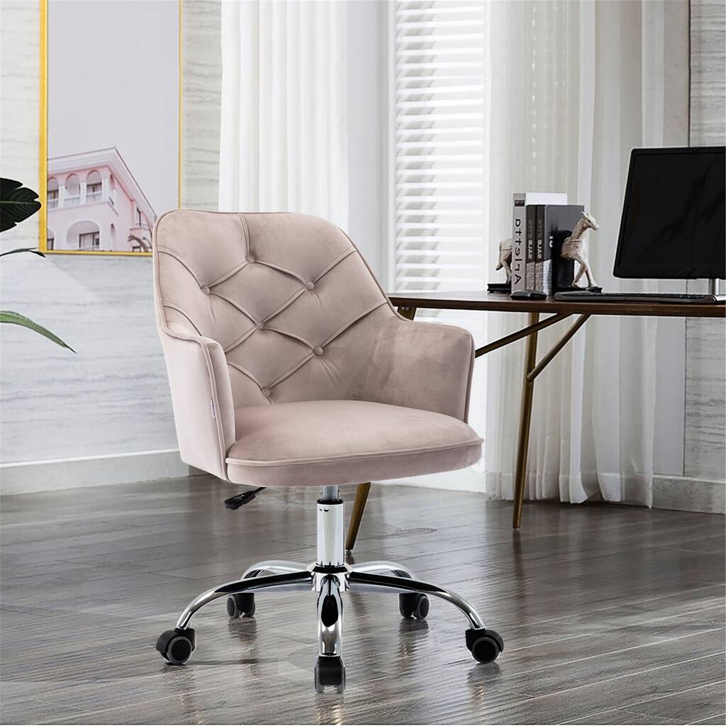 Modern Velvet Home Office Chair Adjustable 360 Degree Swivel Office ...