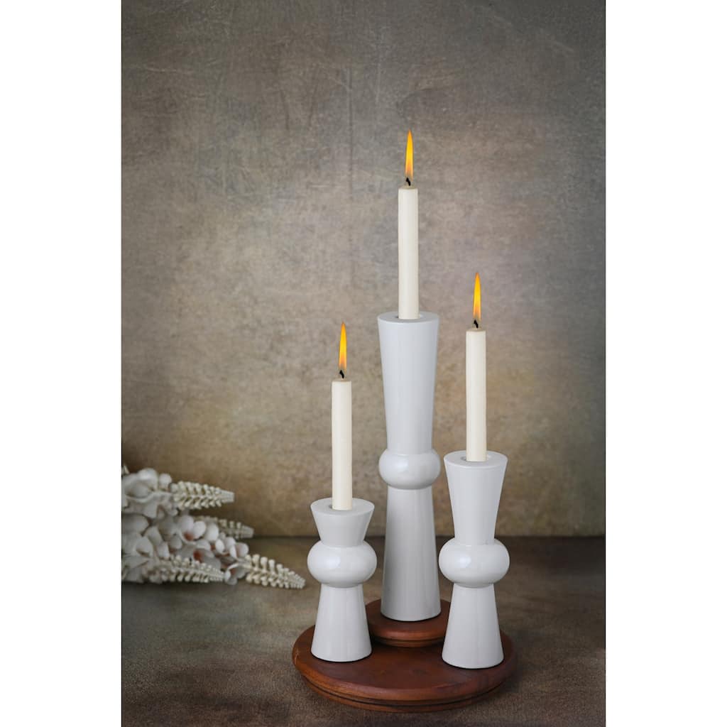Small Rounded Neck Tapered Aluminum Candle Holder - 4.75" - White