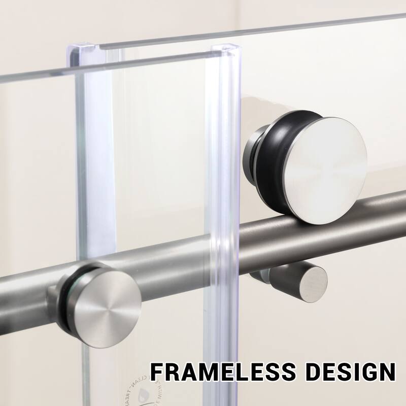 Modern Frameless Shower Door in Stainless Steel - 10MM-60x72 inches
