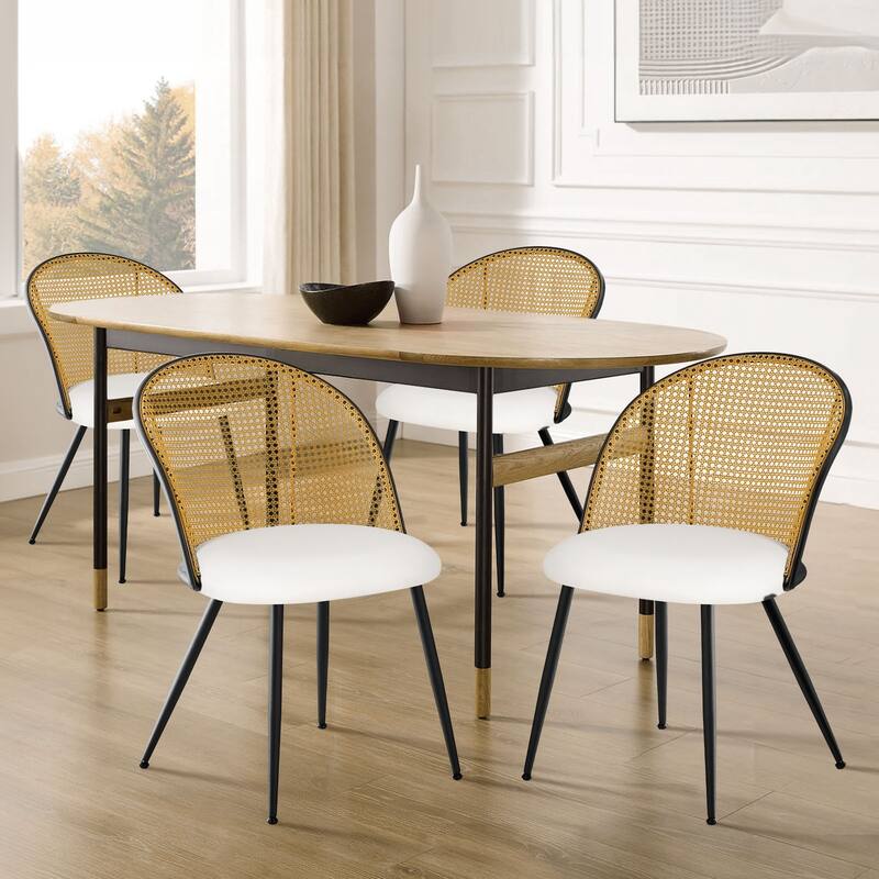 Modern Upholstered Rattan Dining Chairs Set of 2/4