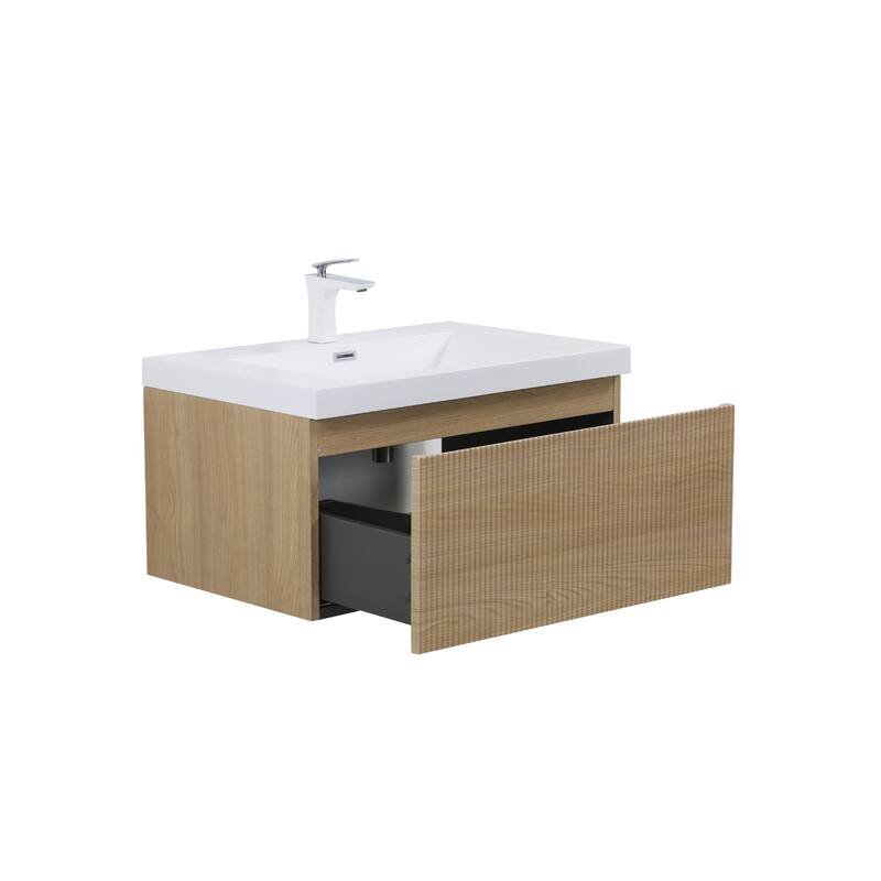 Wall Mounted Bathroom Vanity with Solid Surface Sink