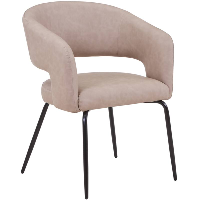 Open Back Dining Chair Upholstered in Leather or Velvet with Iron Legs