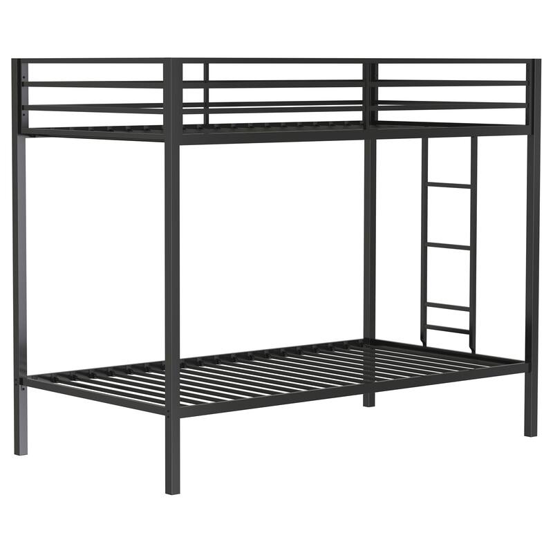 Alevera Metal Bunk Bed with Ladder - Matte Black - Twin