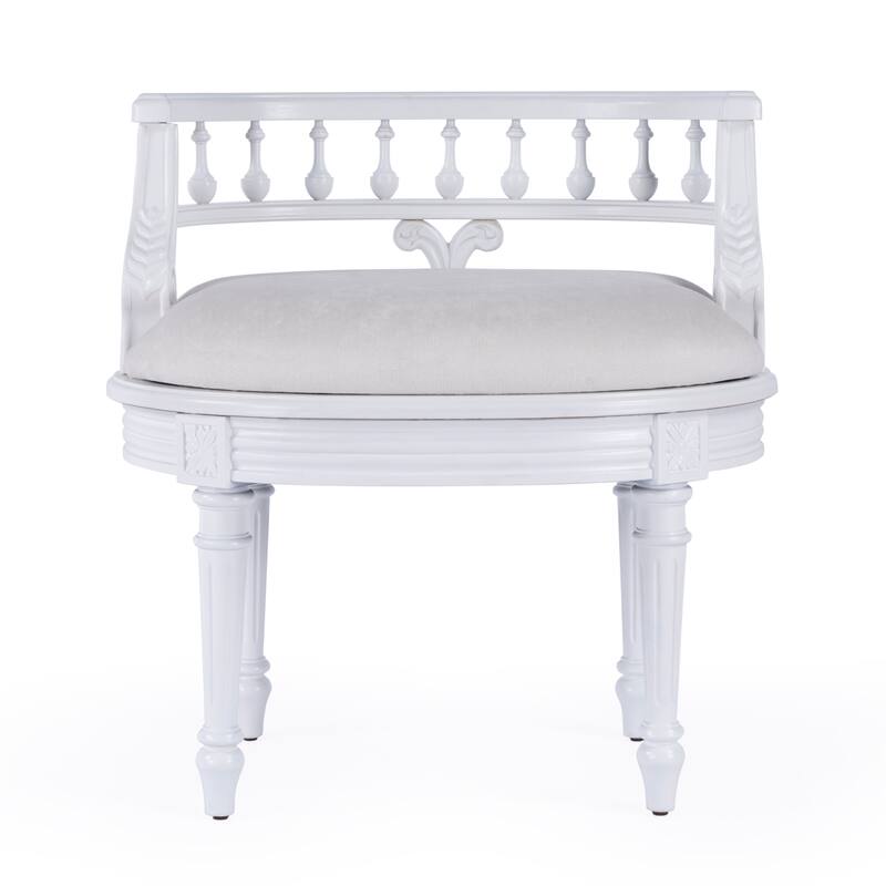 Hathaway 22.5 in. W Oval Upholstered and Wood Traditional Vanity Seat